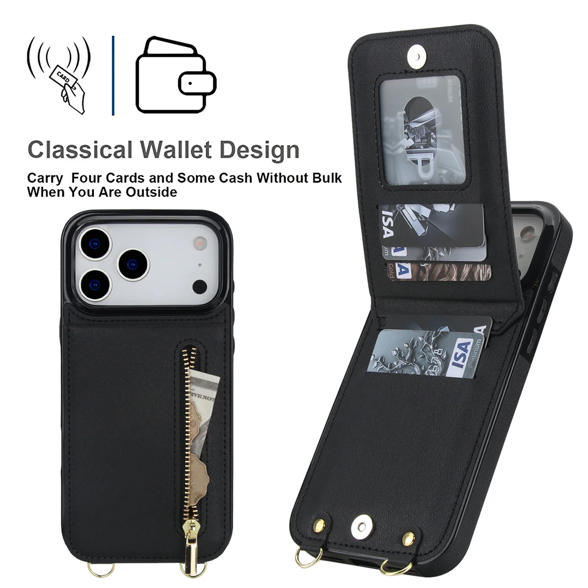 Crossbody Zipper Wallet Card H - Leather Wallet Card Holder Phone Cover ulasan dan harga