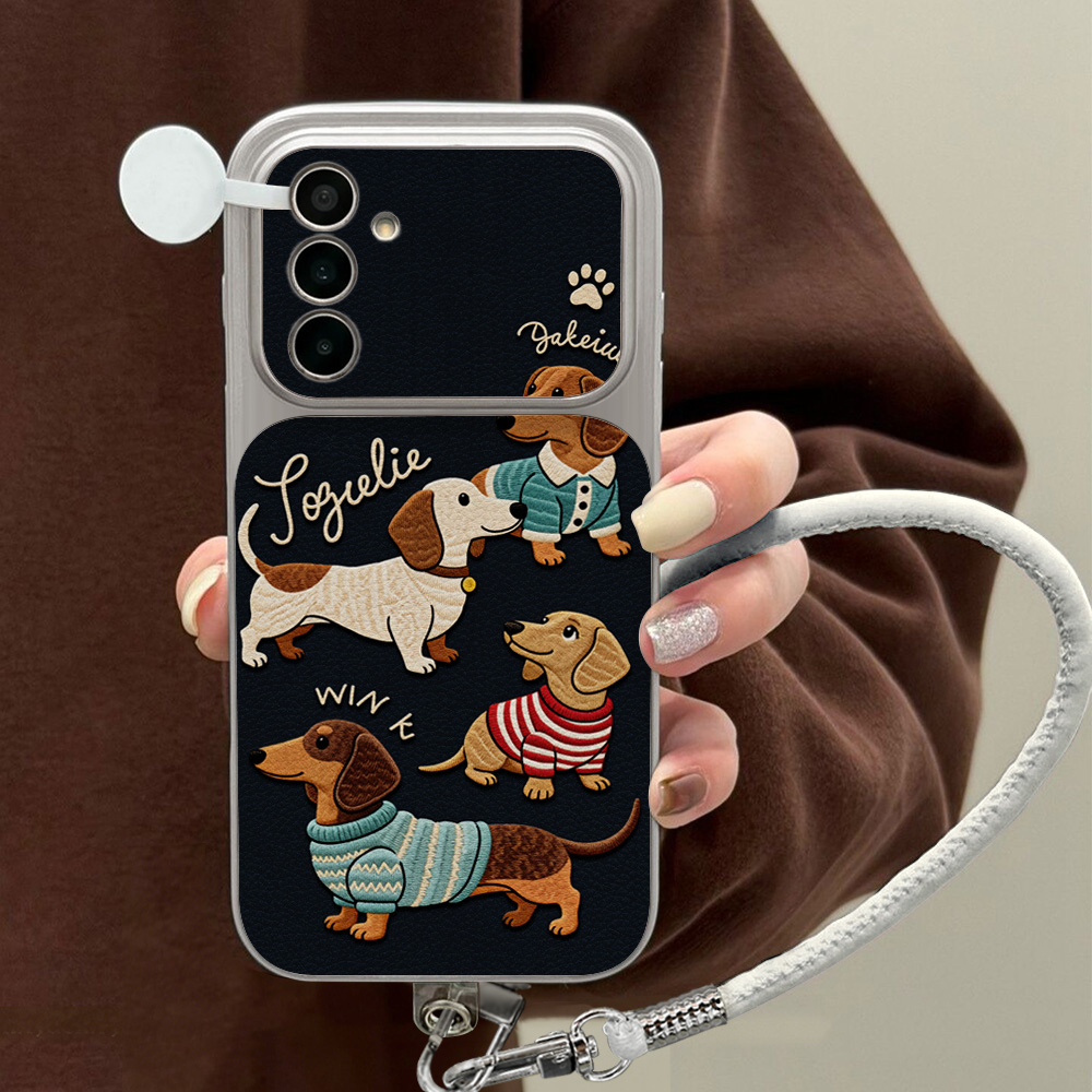 Cartoon Dachshund Phone Case F - Cute Cartoon Wrist Strap Silicone Case ulasan dan harga