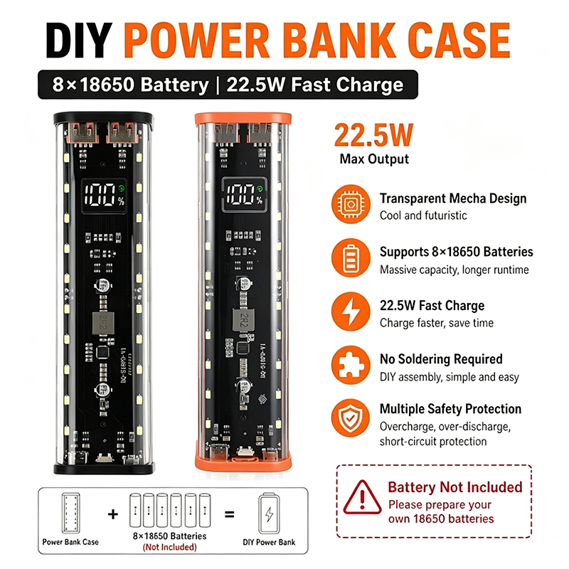 USB Type C Port Design 8X18650 - Power Banks ulasan dan harga