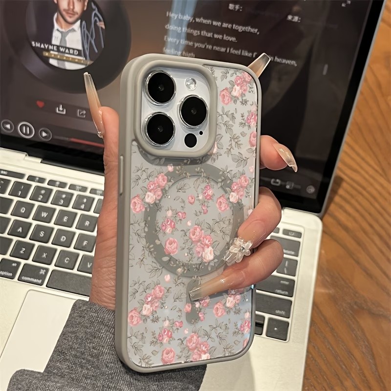 Pink Tiny Rose Clear Magnetic  - Clear Shockproof Bumper Case ulasan dan harga